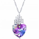 Monemel Purple Swarovski Heart Shape Silver Necklace - Mother s Day - Monemel